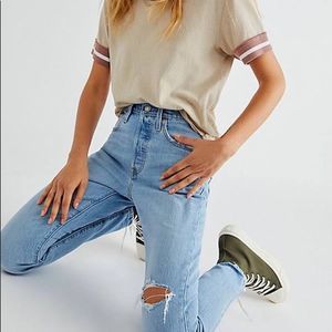 Levi’s 501 S Premium Skinny Raw Hem Distressed High Rise Jeans 27